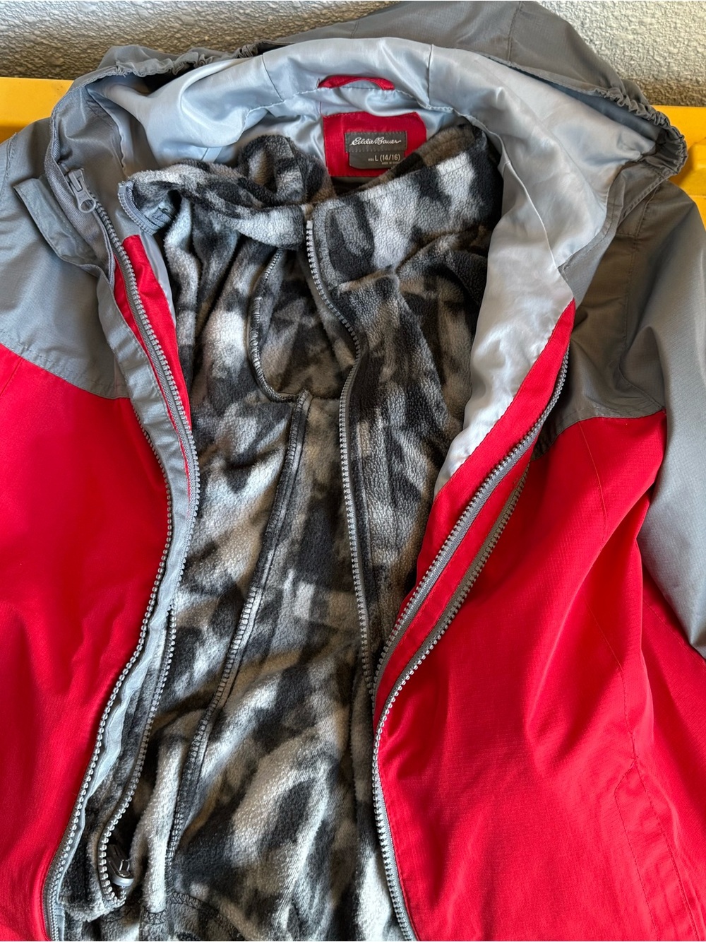 Eddie Bauer Kids Red and Gray Insulated Jacket with Fleece Insert